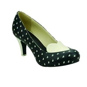 T.U.K Heart Pinup Rockabilly Pumps Size 6‎ Black And White Punk Heels